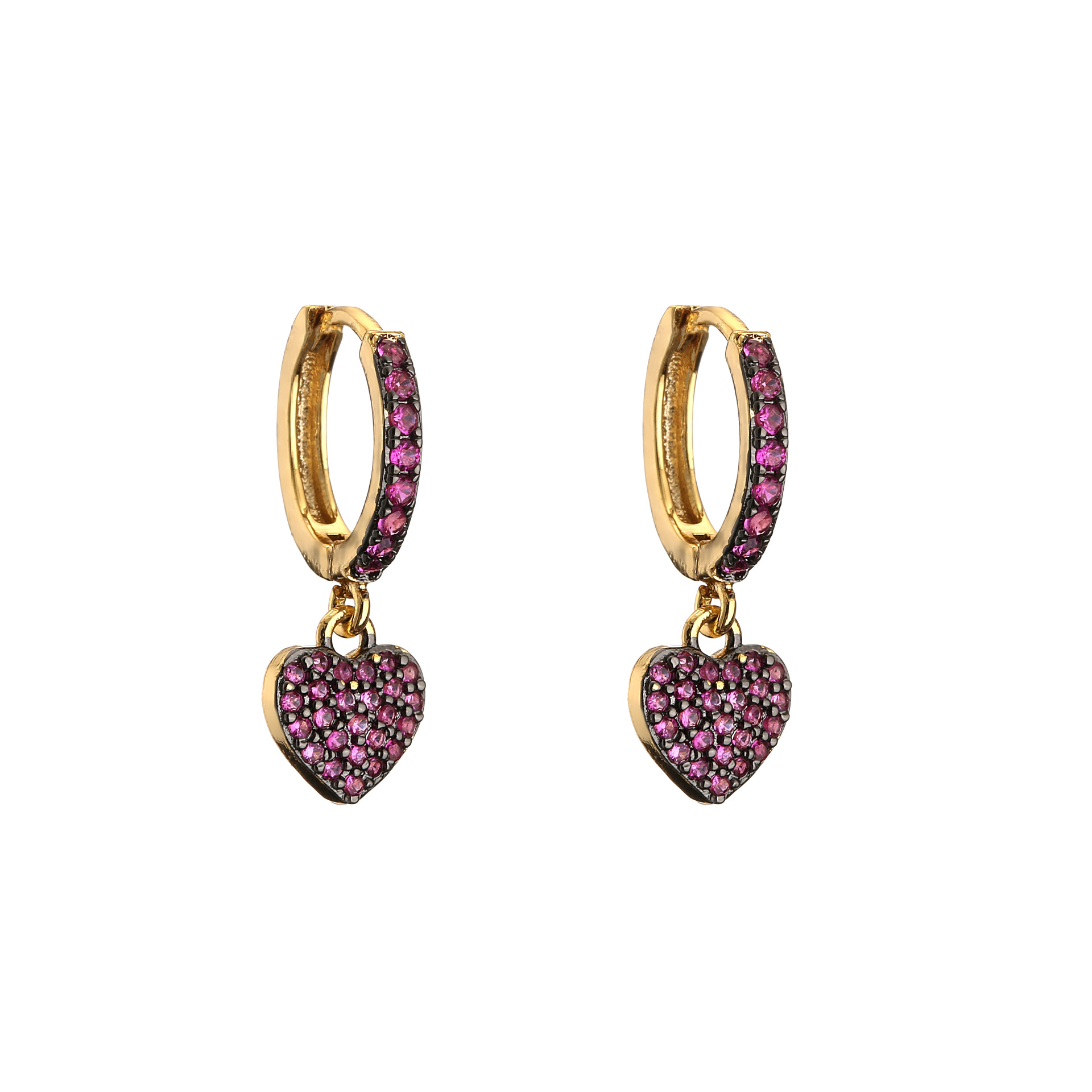 Copper Material Fashion Heart Plating Copper Zircon Copper Earrings