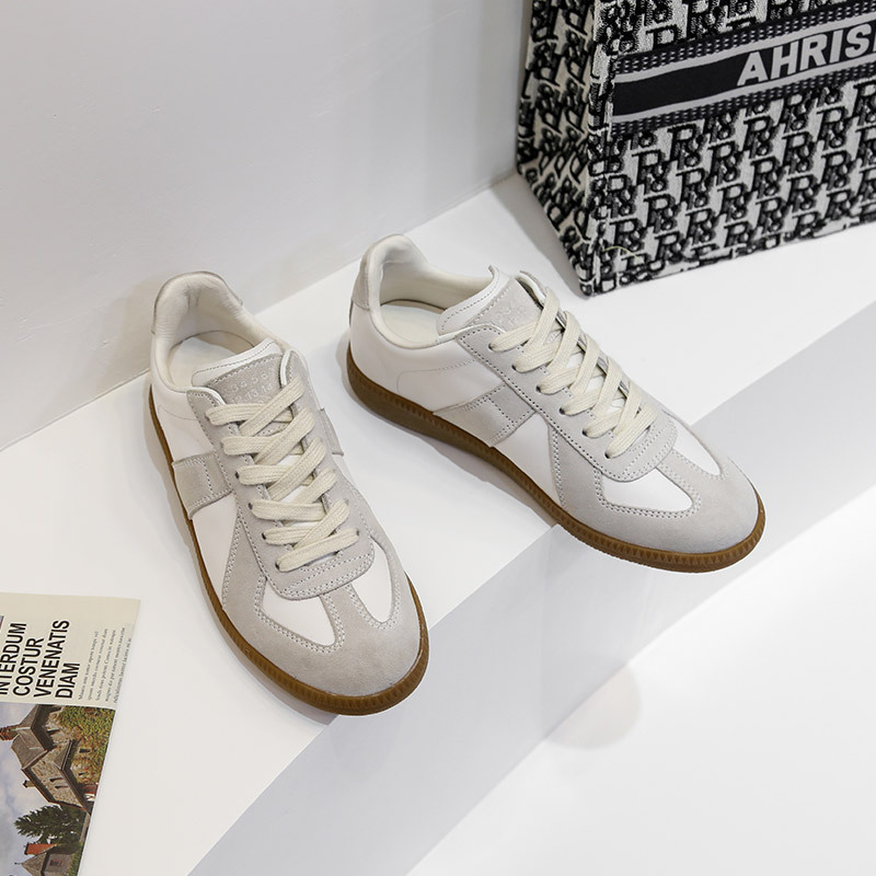 真皮小白鞋女2021新款韩版百搭德训鞋复古潮流运动休闲鞋ins板鞋