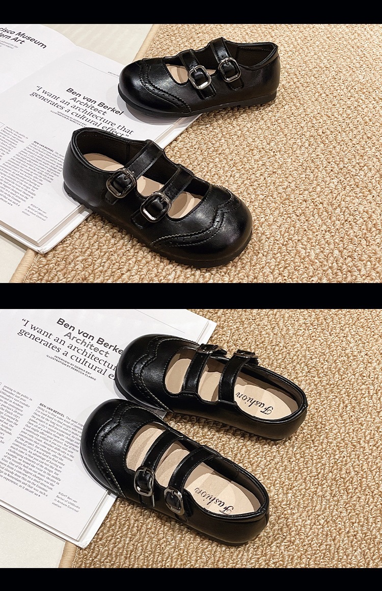 Mädchen Mary Jane Ballerinas Aus Lederimitat Mit Schleife_voghion.com