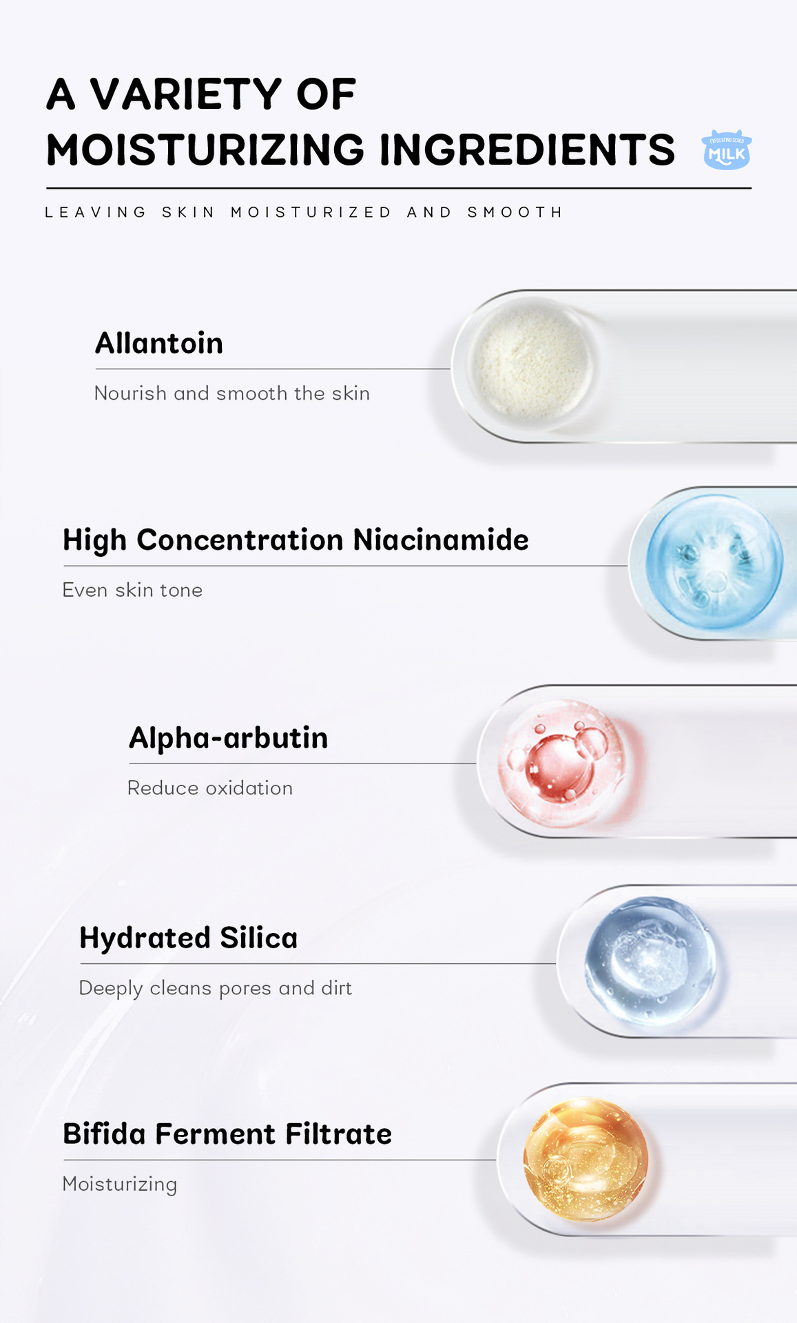 Manufacturer's in-stock cross-border LAIKOU milk Scrub 90g brightening skin tone, hydrating and moisturizing undefined