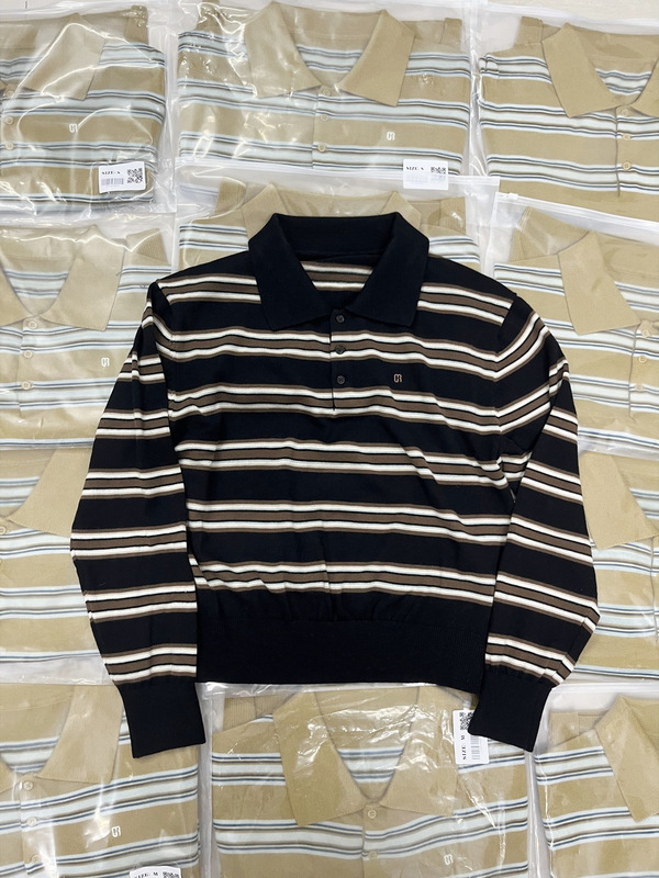 25ss南油高定/买手店小众 ins博主韩系复古条纹POLO撞色针织衫女|undefined