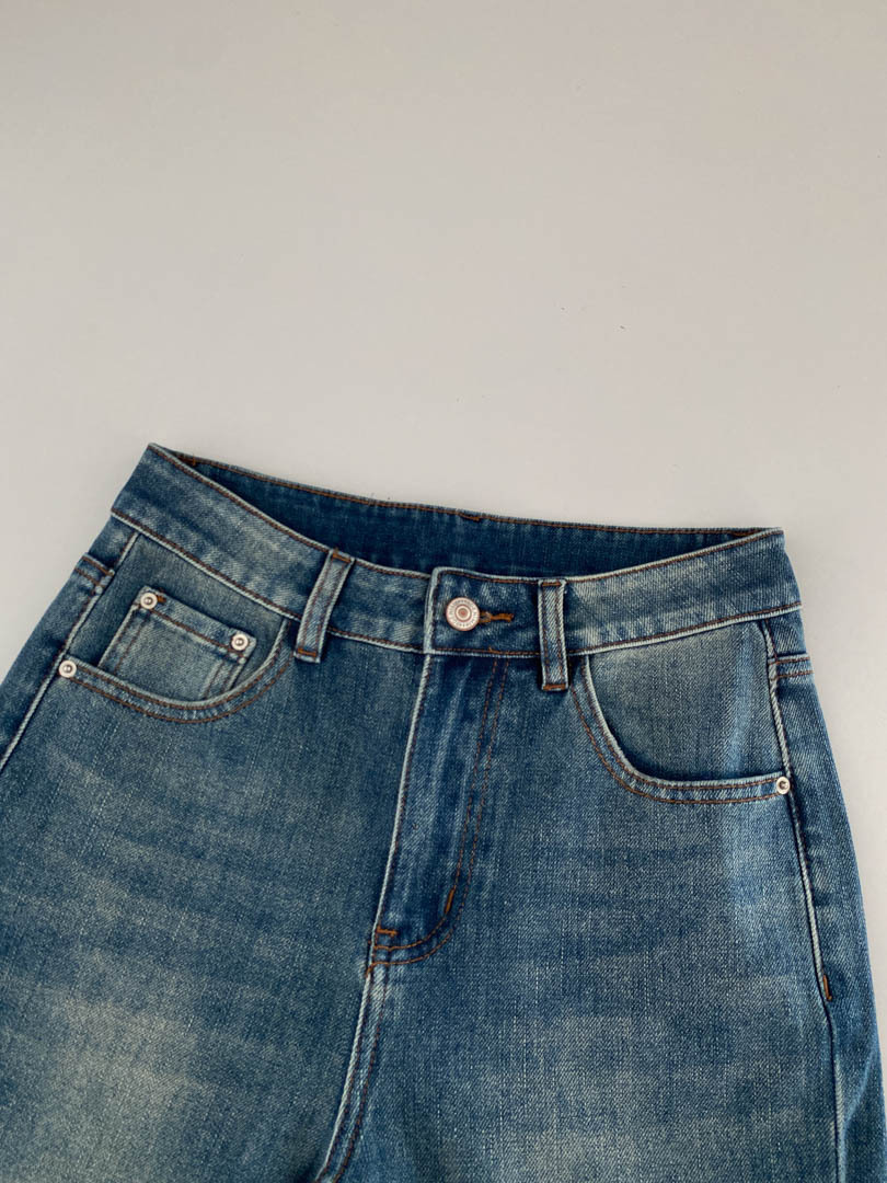 GAGD retro blue four-sided elastic slim nine-inch jeans for women, Korean style, high-waisted, slimming, slightly flared jeans pic 20