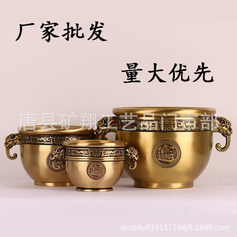 Factory wholesale brass production brass recruit rice into treasure elephant trunk cylinder home desktop rice cylinder ornaments