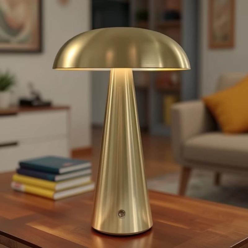 Lámpara de mesa de hongos danesa, dormitorio de estudio, barra de bar, nada, carga portátil, decoración de metal, lámpara de mesa, atenuación táctil