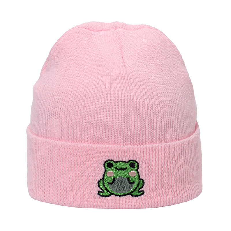 Unisex Gender Embroidery Design Unisex Fashion Frog Embroidery Crimping Wool Cap