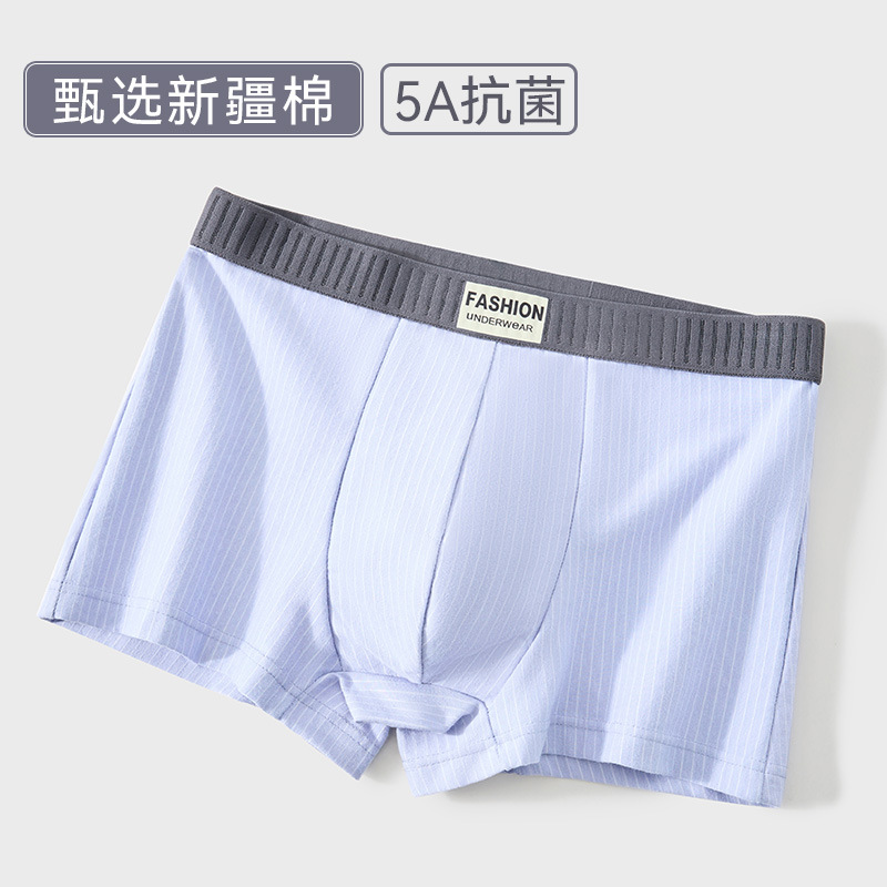 Calzoncillos tipo bóxer de algodón puro calzoncillos bóxer antibacterianos transpirables para hombres Ropa interior cómoda para adolescentes a rayas para hombres