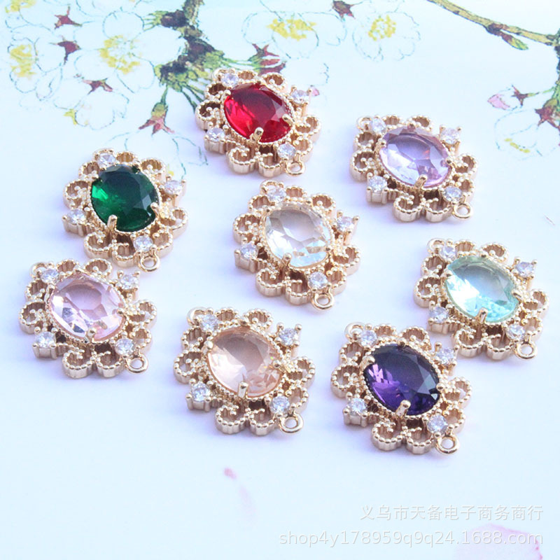 Micro inlaid zircon lace Oval double hanging pendant diy earrings hairpin tassel chopsticks step shake jewelry accessories