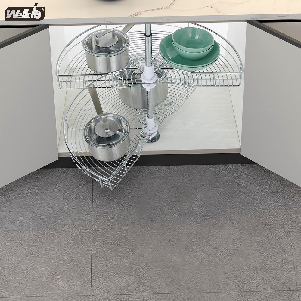 Welldo纬东 橱柜拉篮双层180°转盘篮转盘置物拉篮