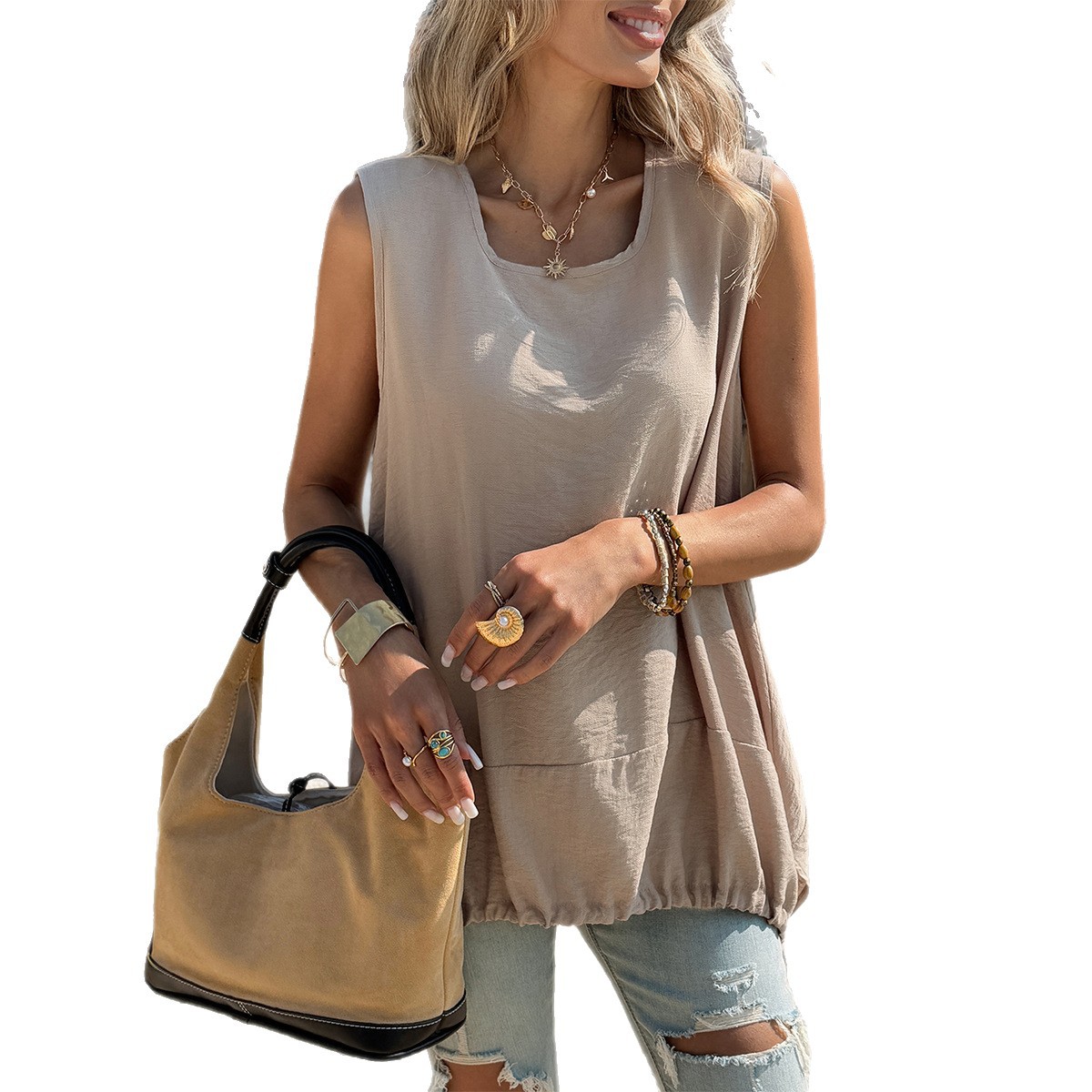 Women's Clothing Elegant Casual Loose Fit Vest Tank Tops & Camis Thin Summer Top For Vacation Spring 2026_ecoleips.com