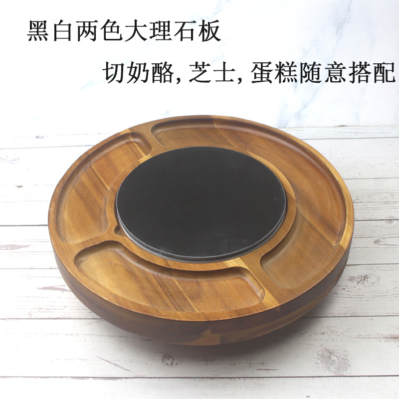 Tabla de quesos de madera de acacia, bandeja de vino y plato de bistec estilo INS