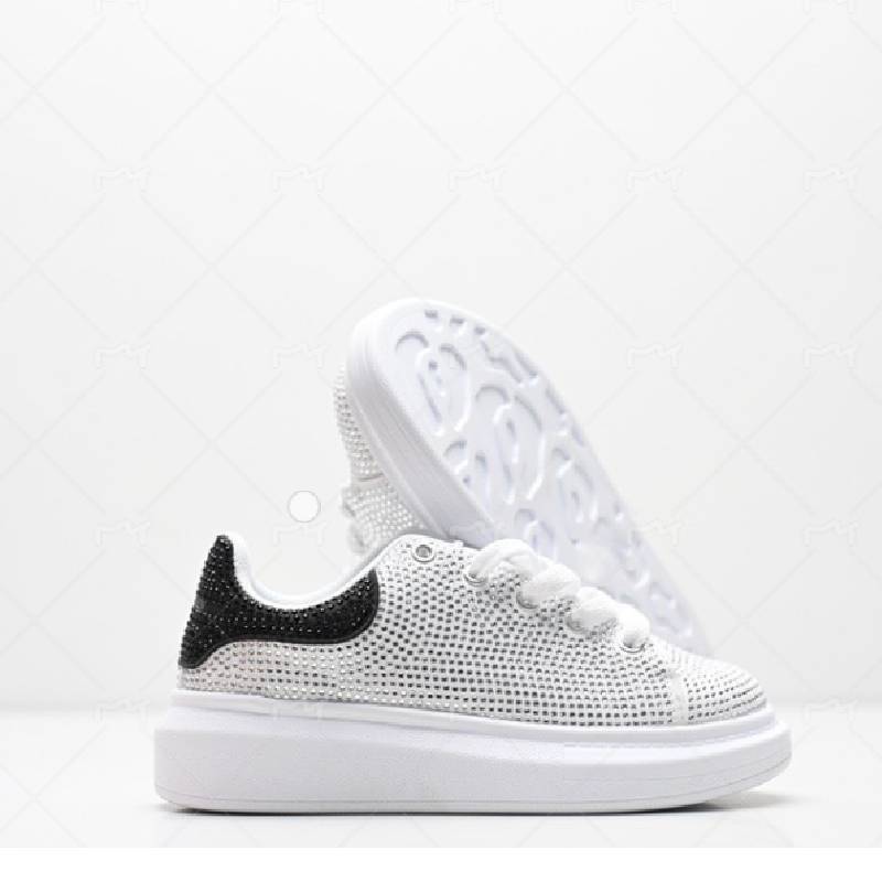 Cross-Border Hot-Selling Children's Shoes, White Sneakers with Diamond-Embellished Tails, New Model, Genuine Leather, Thick-Soled Platform Sneakers, Sports Shoes, Sizes 28-35