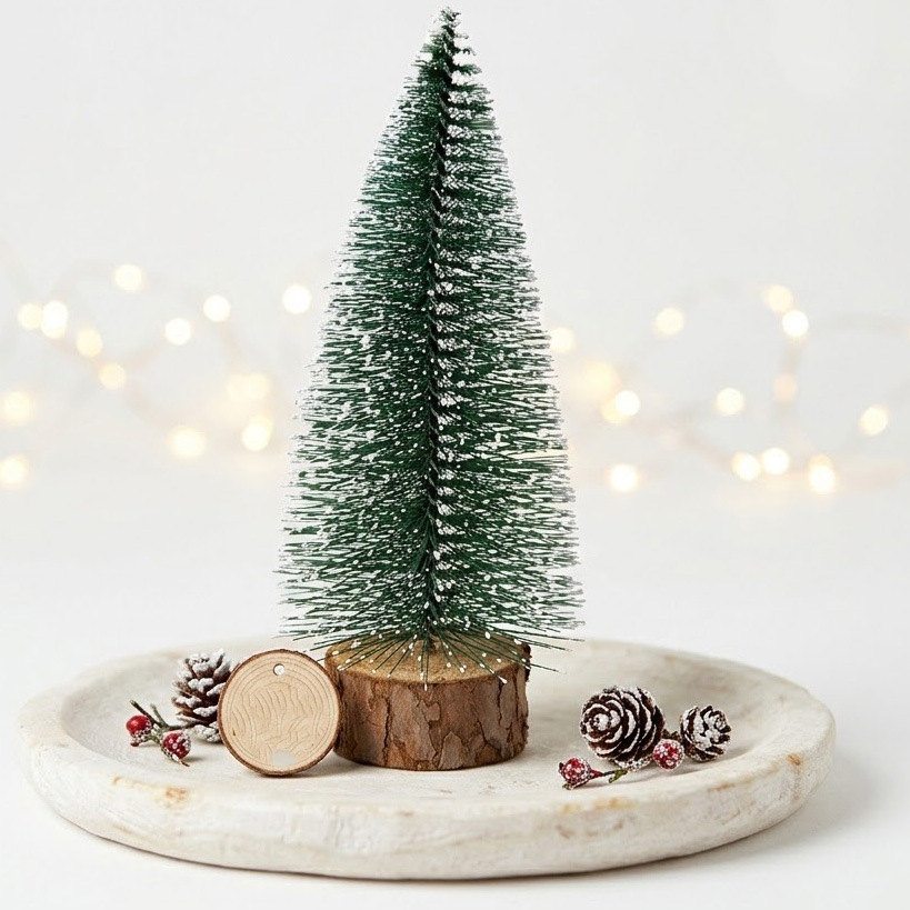 10 - 30cm mini pin pin árbol de Navidad decoración de escritorio decoración de Navidad pegajosa punto blanco flocado pequeño árbol de Navidad