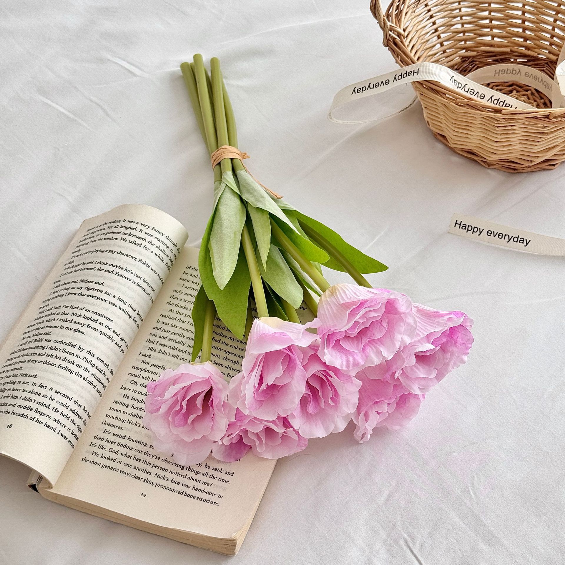 Estilo coreano simple Eustoma flor artificial ramo de mano flor falsa sala de estar mesa decoración del hogar flores accesorios de fotografía