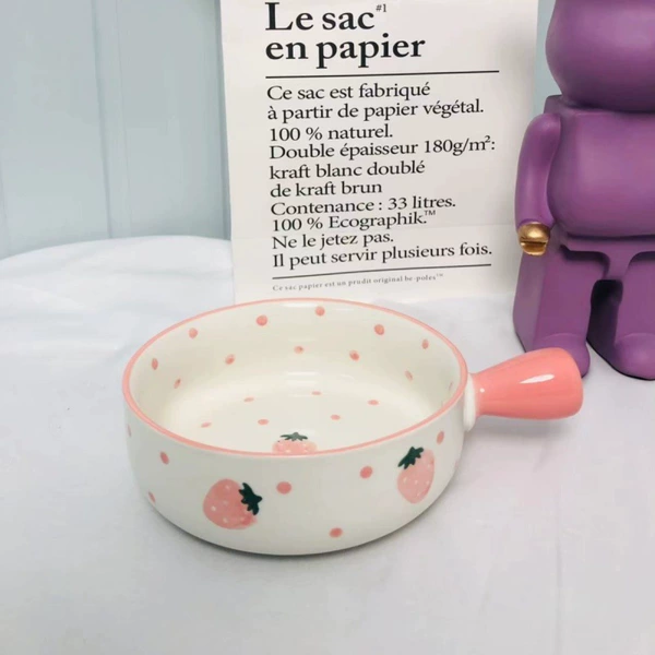 Polka Dot Strawberry Handle Bowl##￥￥☆