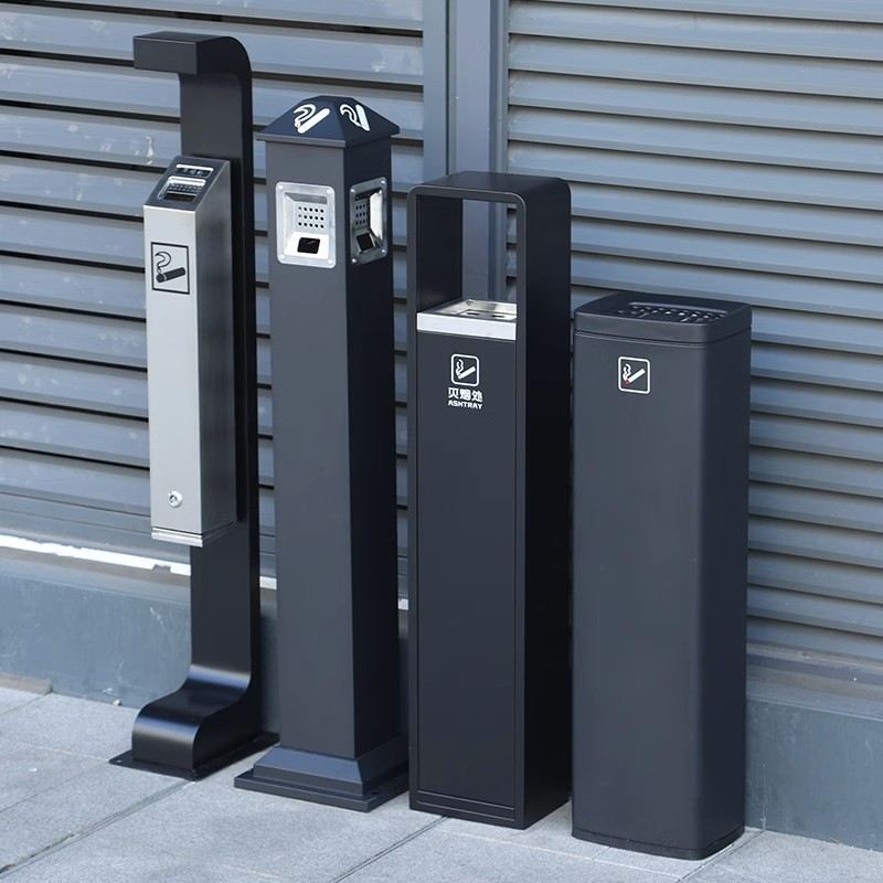 Cenicero vertical al aire libre piso fijo de acero inoxidable Cenicero columna de soporte de cigarrillos titular de cigarrillos colector