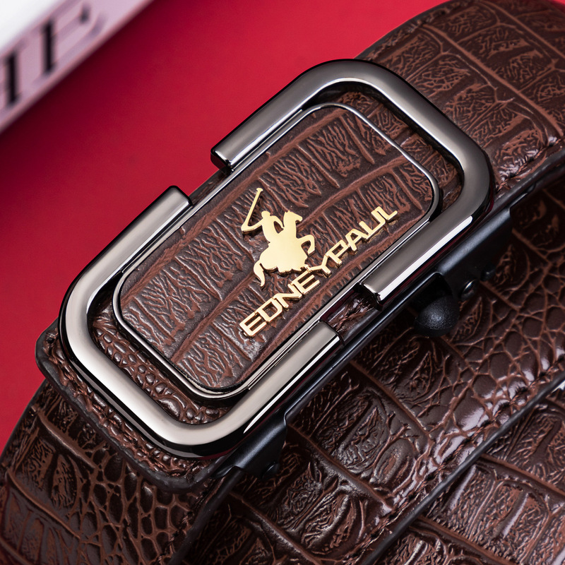 Men's Automatic Buckle Leather Belt, Fashionable Versatile Belt for Young and Middle-Aged Men, Casual Business Pants Belt, Cross-Border Paul