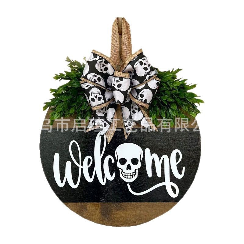 国境を越えた新製品ハロウィンクリスマスイエスホワイトゴーストBOOドアサイン装飾木製工芸品ペンダント|undefined