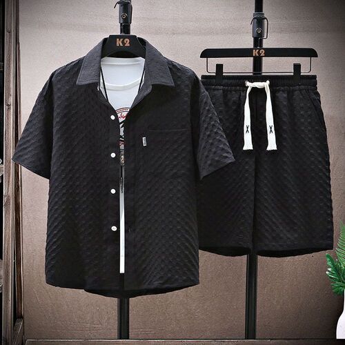 Men's Summer Set Short-Sleeve T-Shirt Shorts Sports Set Loose Casual Set Stylish One-Piece Outfit