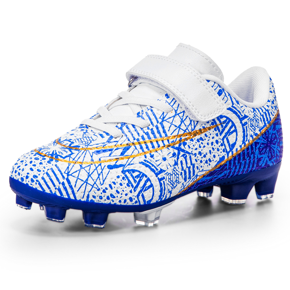 Zapatos de fútbol para niños con velcro bajo nuevo tipo de zapatos de entrenamiento transpirables para estudiantes profesionales en interiores y exteriores clavos cortos transfronterizos
