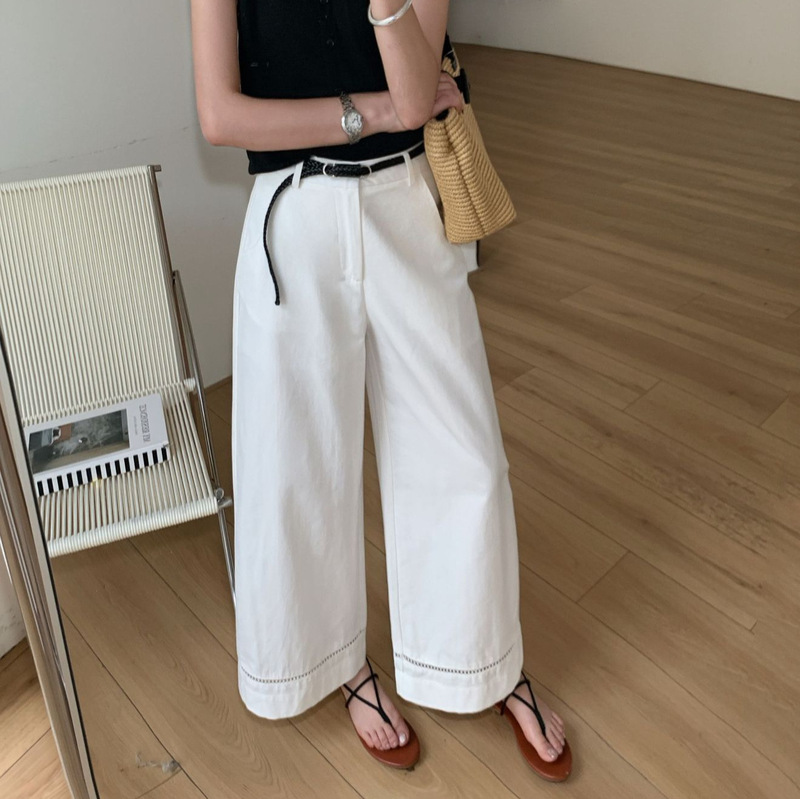 Summer Thin Material Top European-Style Guangzhou Thirteen Lines French A-Line Cut Wrinkle-Resistant Casual Pants with Belt 20198