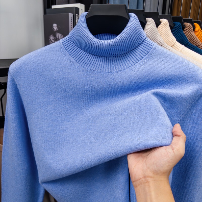 Dropshipping Thick Turtleneck Loose Knit Sweater for Young and Middle-Aged Men Thick Base Layer Sweater Inner Knitwear