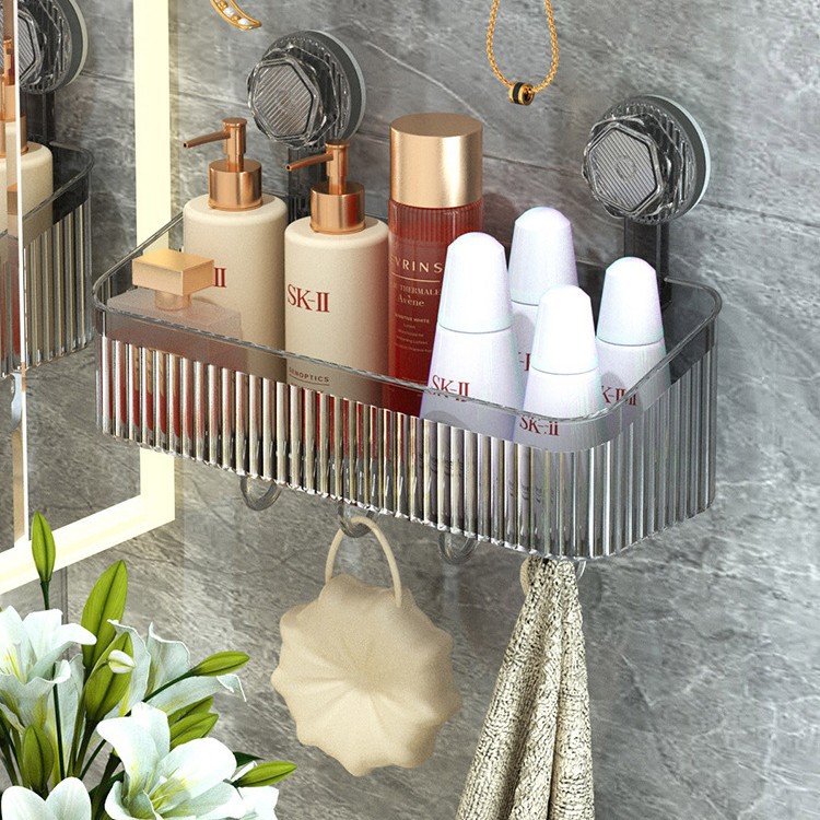 Wall-Mounted Light Luxury Rotating Suction Cup Storage Rack Bathroom Bathroom Shelf Towel Storage Box Wall-Mounted Without Punching