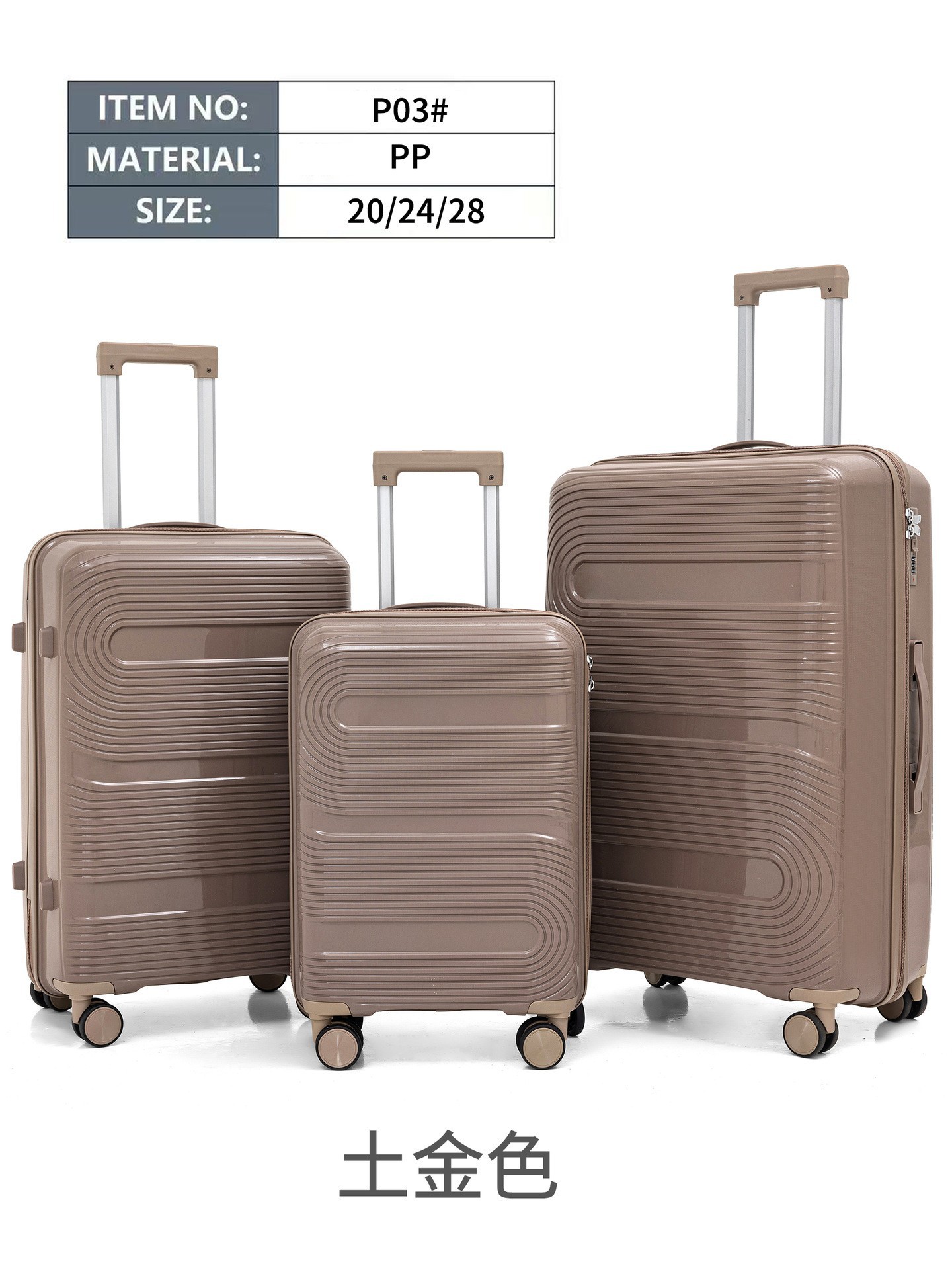 Procesamiento personalizado PP maleta cajas de tracción mujeres comercio exterior rueda universal estudiantes maleta de moda bolsa