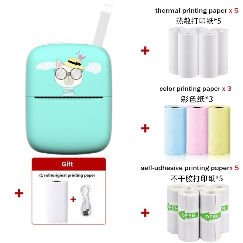 Mini impresora portátil transfronteriza de bolsillo Bluetooth inalámbrica conectable impresora adhesiva sensible al calor doméstica