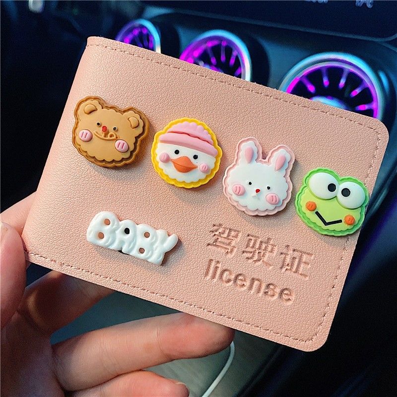 Driver's License Protective Cover Girl's Advanced Sense Cute Card Cover Strawberry Bear Driving License Two-in-One Driving License