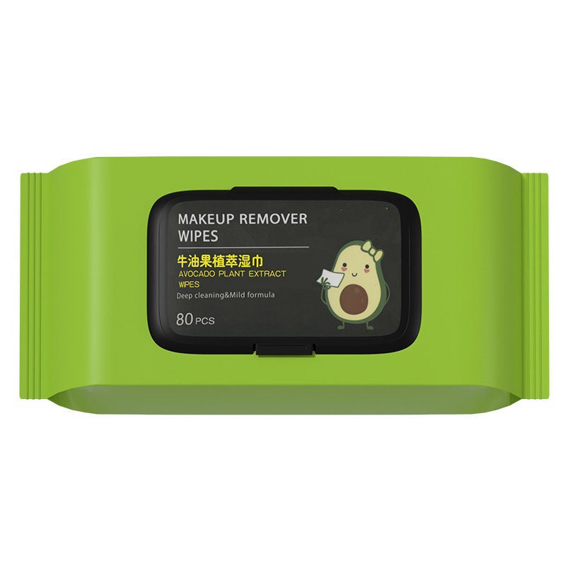 Desmaquillador de aguacate, toallitas de limpieza, toallitas de limpieza, maquillaje facial, ojos y labios, desmaquillador profundo, toallitas húmedas desechables al por mayor