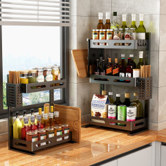 Kitchen seasoning storage rack multi-functional wall-mounted without drilling adjustable spice rack organizer shelf