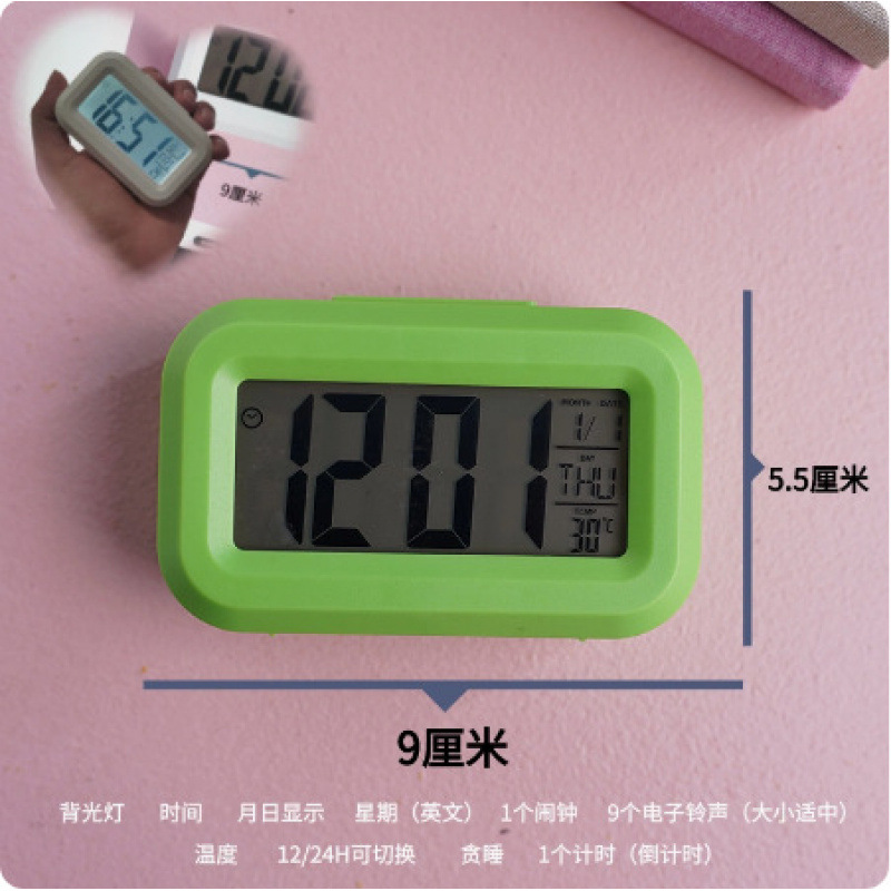 (2개) 미니 배터리 알람 시계 어린이 데스크톱 전자 시계 학생 시간 관리자 주방 타이머 디스플레이 온도