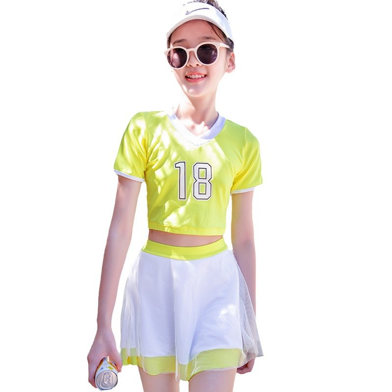 Traje de baño de los niños medianos y grandes de las niñas dividido 12-18 años chica estudiante moda ins estilo deportes traje de baño fábrica al por mayor