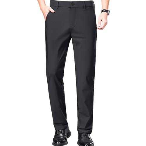 Men's High-Elasticity Drop-Waist Straight Trousers, Mid-Administrator Business Formal Wrinkle-Resistant High-End Casual Pants, Men's Clothing Factory Wholesale
