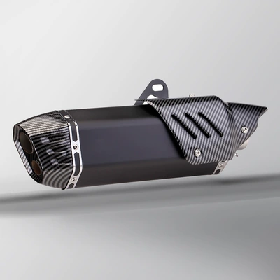 silencer exhaust | Motorcycle exhaust pipe - rectangular-scorpion-black-imitation-carbon-head-imitation-carbon-fiber-cover