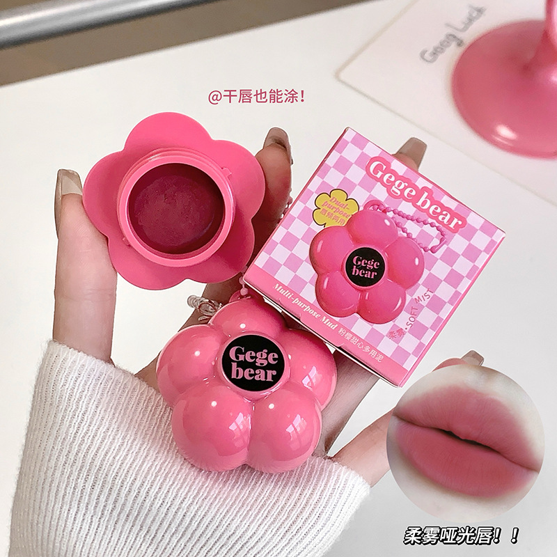 Gege oso rosa cereza dulce lipstick multipropósito blush niebla mate maquillaje impermeable blanqueamiento lipstick al por mayor