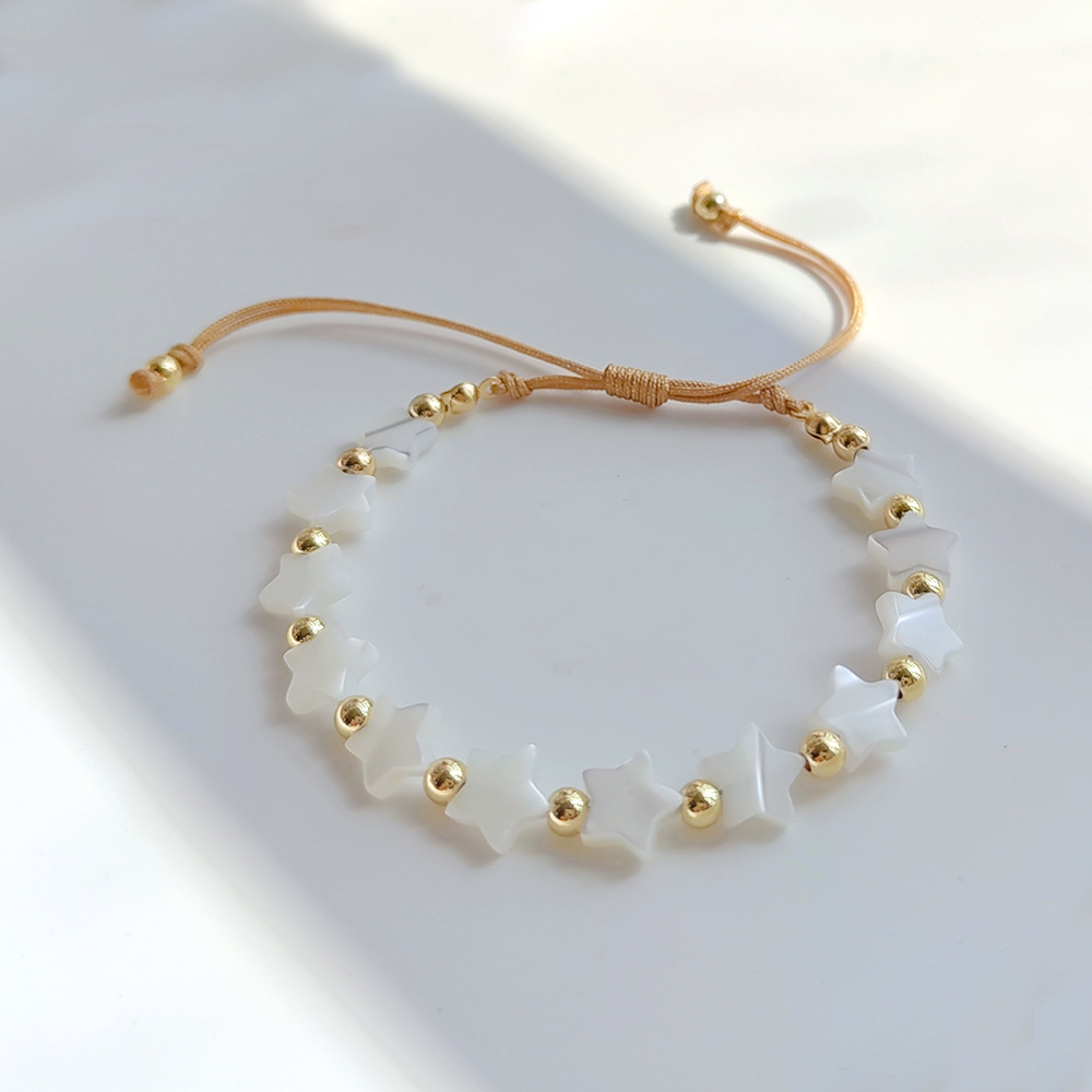 Shell Material 1 Piece Fashion Heart Shape Shell Metal Knitting Women's Bracelets