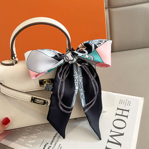 European and American fashion chain retro small silk scarf women's hairband decorative scarf thin long strip streamer spring and autumn small scarf