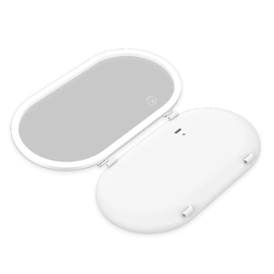 Car-mounted makeup mirror with lights, stepless dimming, macaron color, LED makeup mirror for the passenger side sun visor (Sun visor rearview mirror) - default-item-white