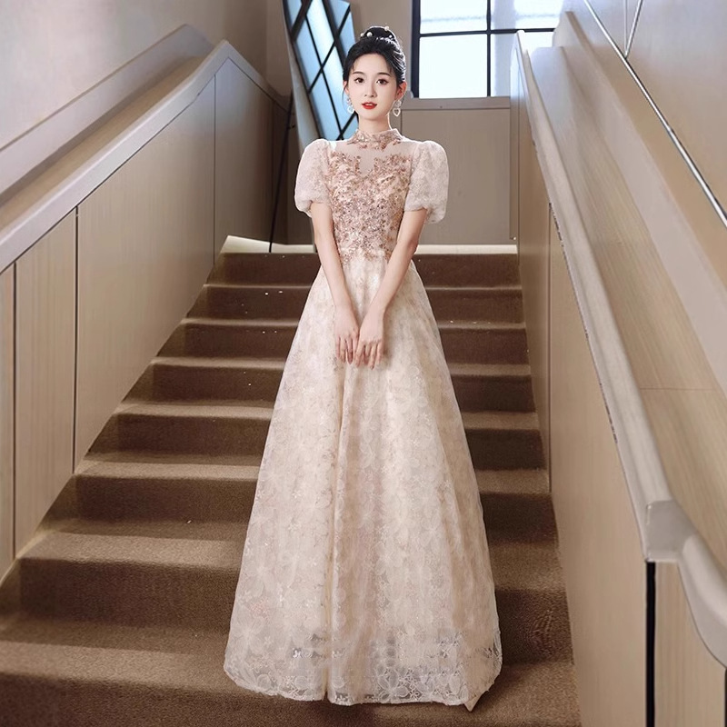 Engagement and Wedding Toast Dress 2026 New Style Banquet Host Annual Meeting Light Luxury Niche Evening Dress Long Dress