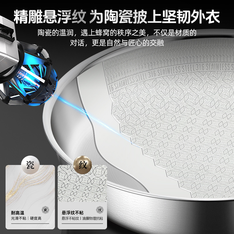 Pan cerámica sin recubrimiento 316 de acero inoxidable de grado alimenticio fondo plano para profundizar el filete y la panca de panca de sopa