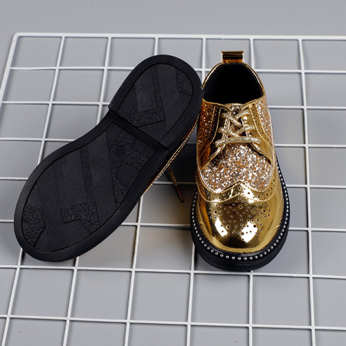 Children's small leather shoes spring and summer new style sequin boys British style soft bottom student performance shoes black fashionable children's shoes