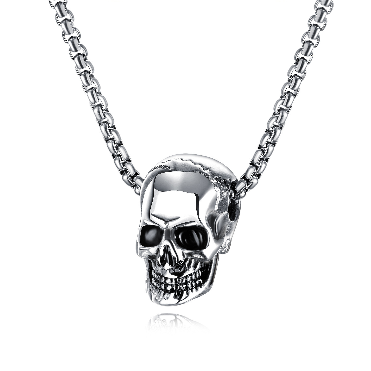 Comercio exterior joyería al por mayor de Europa y América retro punk cráneos hombres de acero de titanio colgante de acero inoxidable collar
