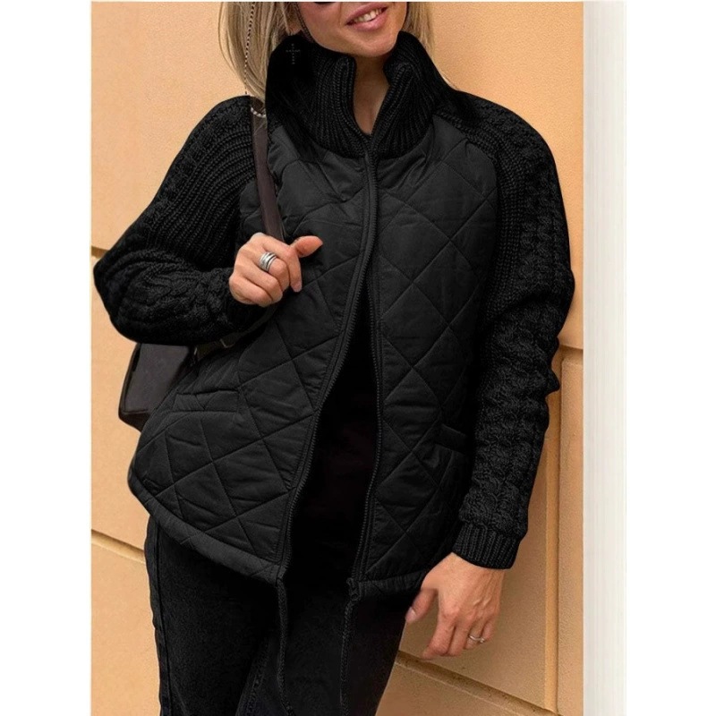 Transfronterizo 2025 otoño y invierno nueva moda europea y americana cardigan con cremallera de manga larga de cuello vertical chaqueta de algodón de mujer ropa de algodón de mujer image 11