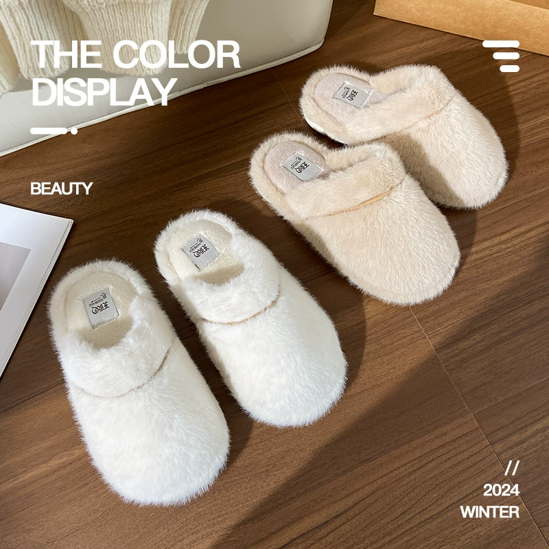 2024 новые хлопчатобумажные тапочки для дам зимний дом в помещении толстая подошва теплый пол тапочек плюшевые тапочки осень и зима
