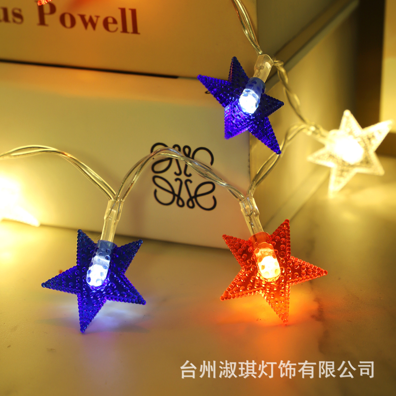 Transfronterizo nuevo LED Día DE LA Independencia rojo azul blanco estrella de cinco puntas Cadena de luz de la batería decoración de vacaciones de América al por mayor LED luces de colores