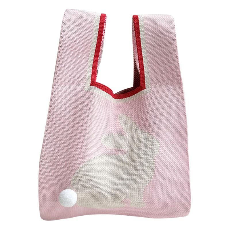 Festival de mediados de otoño Rosa conejo punto hombro bolsa Luna pastel embalaje bolso de gran capacidad mano regalo bolsa de cercanías