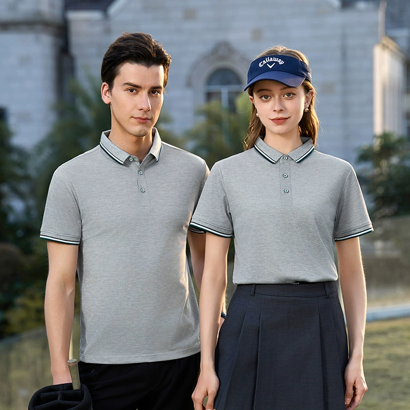 Летний новый мужской и женский повседневный лацканы высокого класса рубашка поло футболка с короткими рукавами летняя корпоративная группа лацкана текст