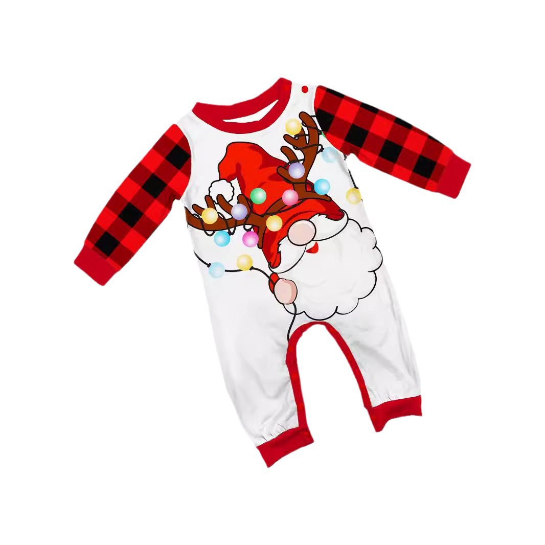 Christmas Santa hat plaid Christmas family suit printed home clothes sleep_voghion.com