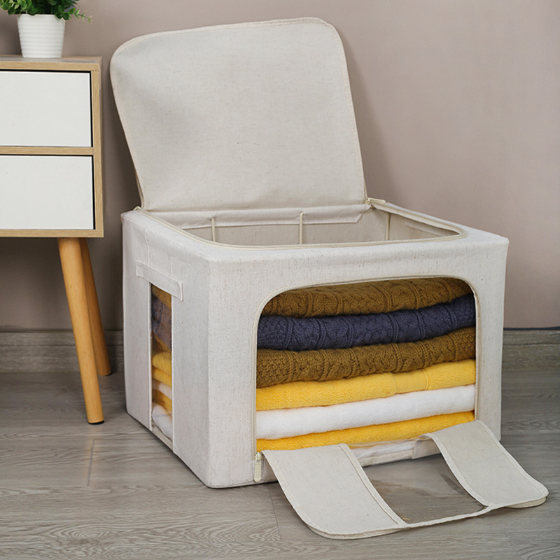 Xiaobudian Tianshan Cotton and Linen Storage Box, Organizer's Special Clothing and Quilt Steel Frame Storage Box, Dustproof and Moisture-Proof Wardrobe